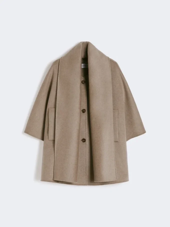 Cappa in cashmere con dettaglio sciarpa, marrone bronzo fulvo Cappa in cashmere con dettaglio sciarpa, marrone bronzo fulvo