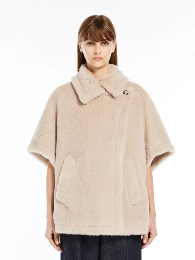 Cappa in tessuto teddy di alpaca e lana, beige Cappa in tessuto teddy di alpaca e lana, beige