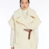 Cappa in tessuto teddy di alpaca e lana, bianco ottico Cappa in tessuto teddy di alpaca e lana, bianco ottico