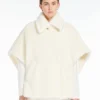 Cappa in tessuto teddy di alpaca e lana, bianco ottico Cappa in tessuto teddy di alpaca e lana, bianco ottico