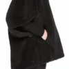 Cappa in tessuto teddy di alpaca e lana, nero