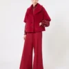 Cappa in tessuto teddy di alpaca e lana, rosso