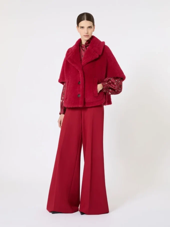 Cappa in tessuto teddy di alpaca e lana, rosso