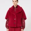 Cappa in tessuto teddy di alpaca e lana, rosso