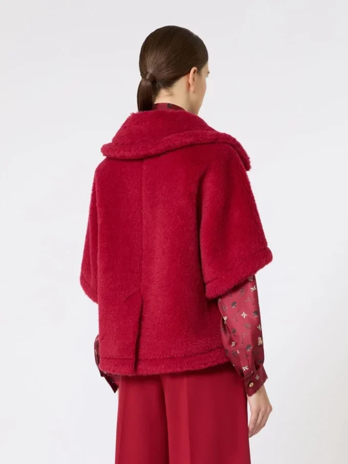Cappa in tessuto teddy di alpaca e lana, rosso