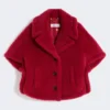 Cappa in tessuto teddy di alpaca e lana, rosso