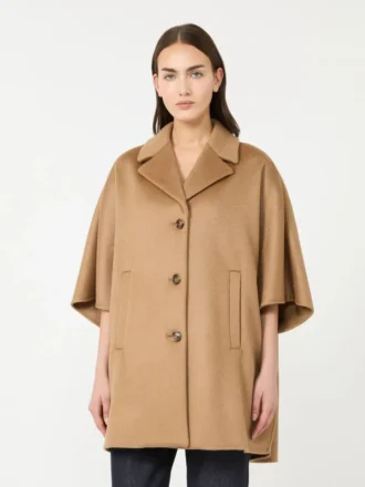 Cappa oversize in panno di cashmere, color cammello