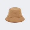 Cappello cloche reversibile in tessuto cammello e peluche, cammello
