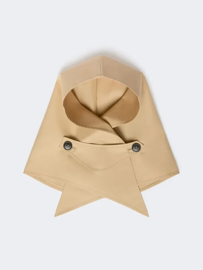 Cappello-foulard in gabardine idrorepellente, beige