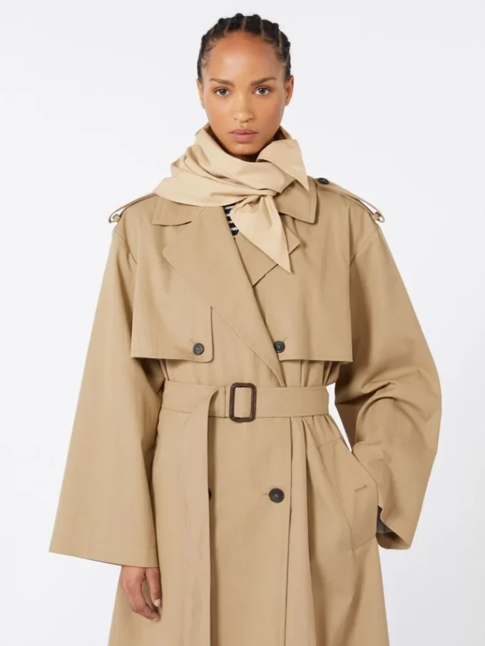 Cappello-foulard in gabardine idrorepellente, beige