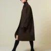 Cappotto a bozzolo in lana e mohair, marrone