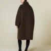 Cappotto a bozzolo in lana e mohair, marrone