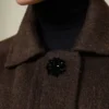 Cappotto a bozzolo in lana e mohair, marrone