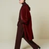 Cappotto a mantella in doppio cashmere, rosso scuro