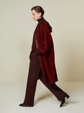 Cappotto a mantella in doppio cashmere, rosso scuro