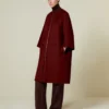 Cappotto a mantella in doppio cashmere, rosso scuro