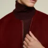 Cappotto a mantella in doppio cashmere, rosso scuro