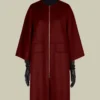 Cappotto a mantella in doppio cashmere, rosso scuro