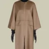 Cappotto a mantella in doppio cashmere, tortora
