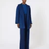Cappotto avvolgente color cammello, blu cina Cappotto avvolgente color cammello, blu cina