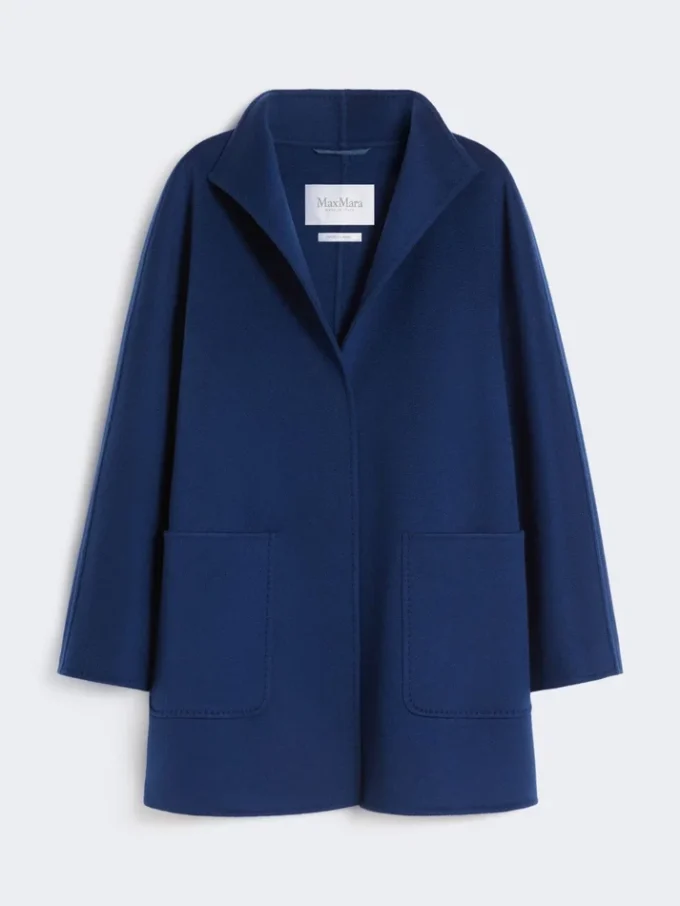 Cappotto avvolgente color cammello, blu cina Cappotto avvolgente color cammello, blu cina