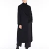 Cappotto avvolgente in lana drappeggiata, blu oltremare