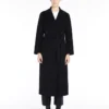 Cappotto avvolgente in lana drappeggiata, blu oltremare
