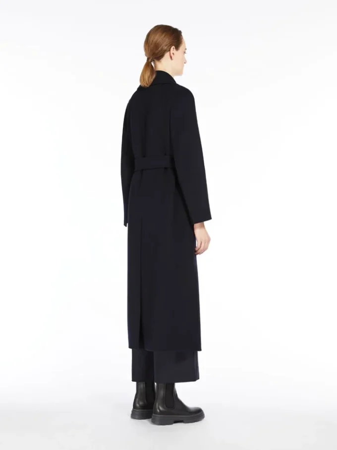 Cappotto avvolgente in lana drappeggiata, blu oltremare