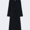 Cappotto avvolgente in lana drappeggiata, blu oltremare