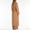 Cappotto avvolgente in lana drappeggiata, color cammello