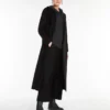 Cappotto avvolgente in lana drappeggiata, nero