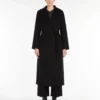 Cappotto avvolgente in lana drappeggiata, nero