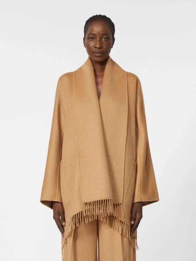 Cappotto cardigan color cammello, cammello