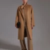 Cappotto cardigan midi in cashmere, color cammello