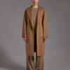 Cappotto cardigan midi in cashmere, color cammello