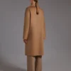 Cappotto cardigan midi in cashmere, color cammello