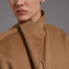 Cappotto cardigan midi in cashmere, color cammello