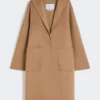 Cappotto cardigan midi in cashmere, color cammello