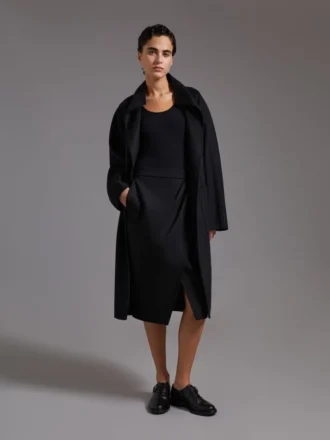 Cappotto cardigan midi in cashmere, nero