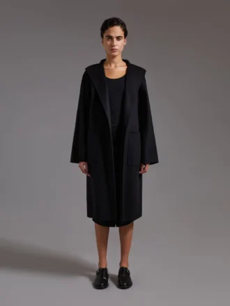 Cappotto cardigan midi in cashmere, nero