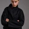 Cappotto cardigan midi in cashmere, nero Cappotto cardigan midi in cashmere, nero