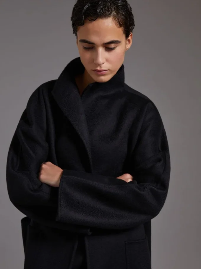 Cappotto cardigan midi in cashmere, nero Cappotto cardigan midi in cashmere, nero