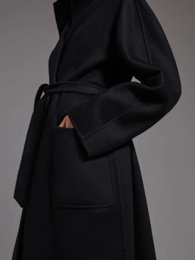 Cappotto cardigan midi in cashmere, nero Cappotto cardigan midi in cashmere, nero
