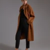 Cappotto cardigan midi in cashmere, tabacco