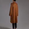 Cappotto cardigan midi in cashmere, tabacco