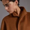 Cappotto cardigan midi in cashmere, tabacco
