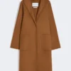 Cappotto cardigan midi in cashmere, tabacco