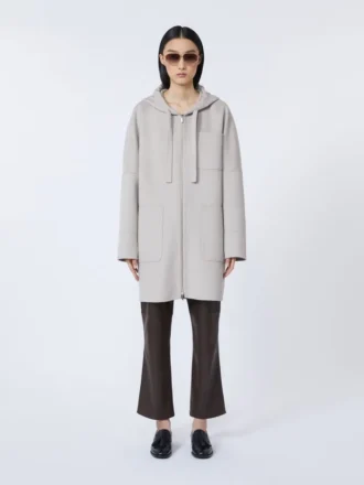 Cappotto con cappuccio in lana Double Face, beige