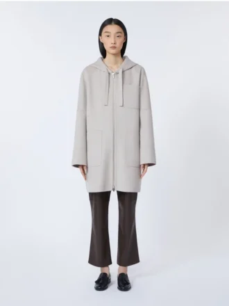 Cappotto con cappuccio in lana Double Face, beige