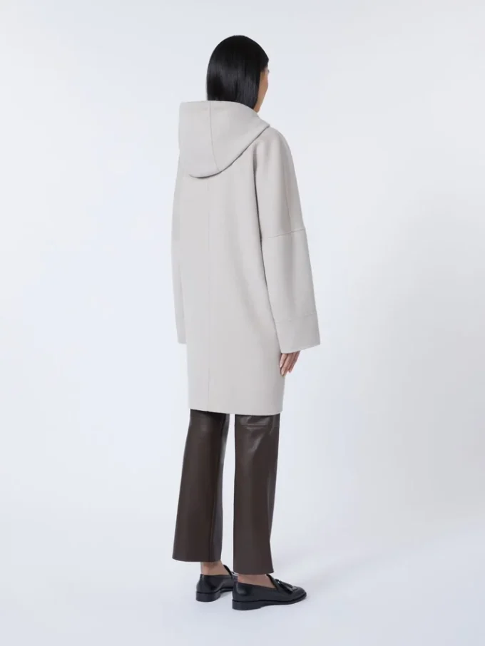 Cappotto con cappuccio in lana Double Face, beige Cappotto con cappuccio in lana Double Face, beige